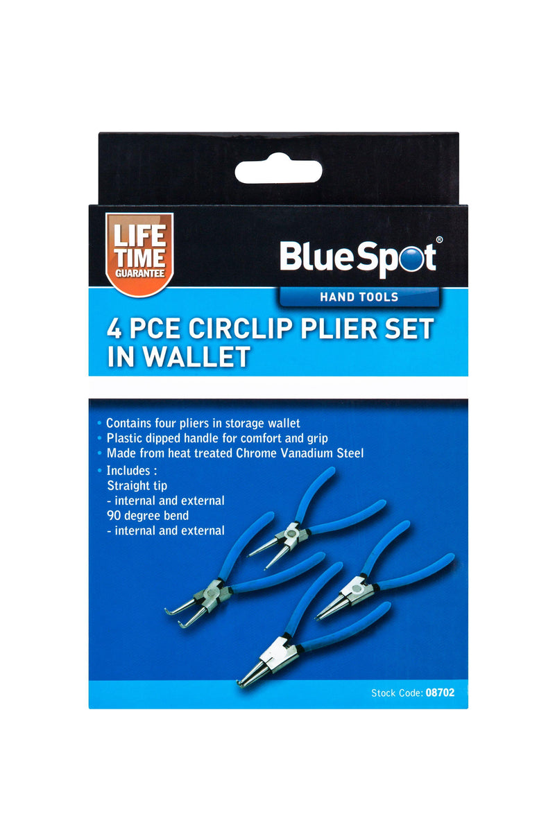 BLUE SPOT TOOLS 4 PCE 150MM (6") CIRCLIP PLIER SET - Premium Automotive from BLUE SPOT - Just £16.99! Shop now at Bargain LAB