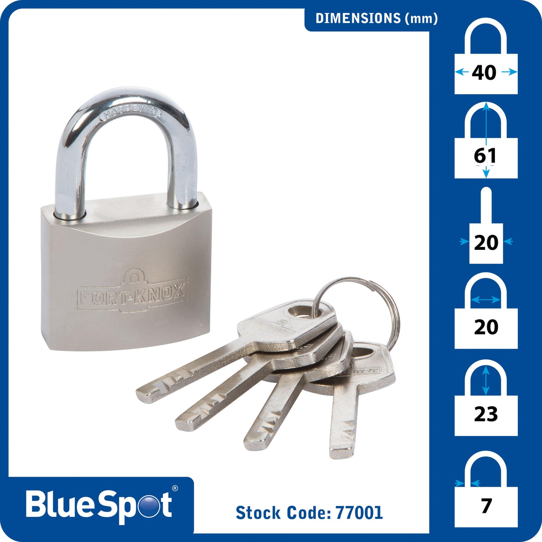 BLUE SPOT TOOLS 40MM SATIN FINISH PADLOCK - Premium Security from BLUE SPOT - Just £6.99! Shop now at Bargain LAB