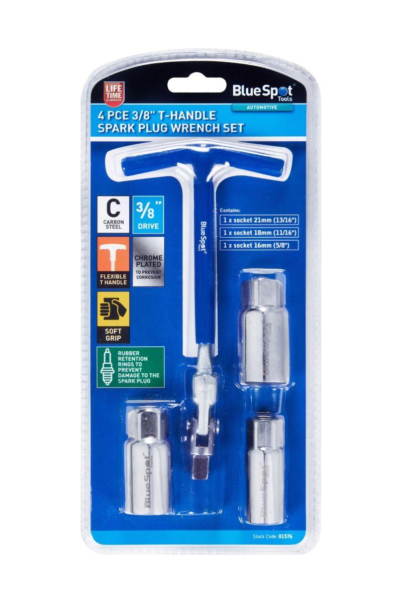 BLUE SPOT TOOLS 4PCE 3/8" T-HANDLE SPARK PLUG WRENCH SET - Premium Automotive from BLUE SPOT - Just £9.49! Shop now at Bargain LAB