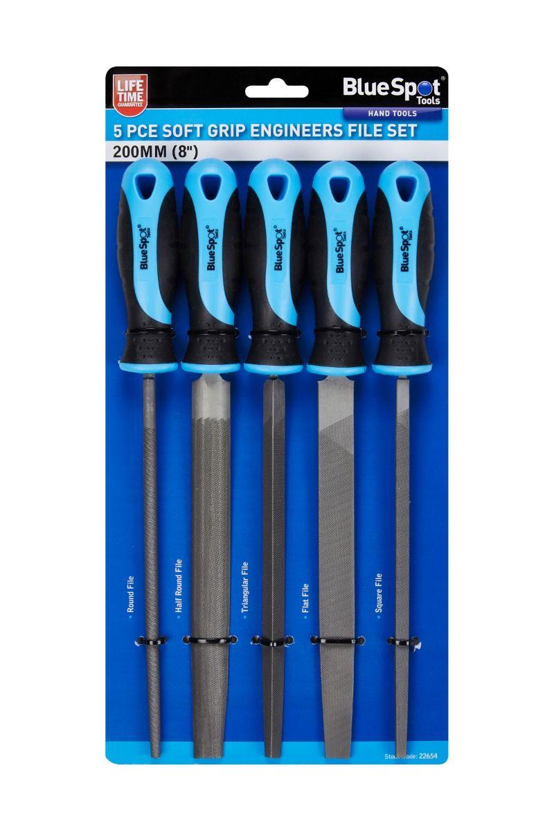 BLUE SPOT TOOLS 5 PCE 200MM (8") SOFT GRIP FILE SET - Premium Hand Tools from BLUE SPOT - Just £12.99! Shop now at Bargain LAB