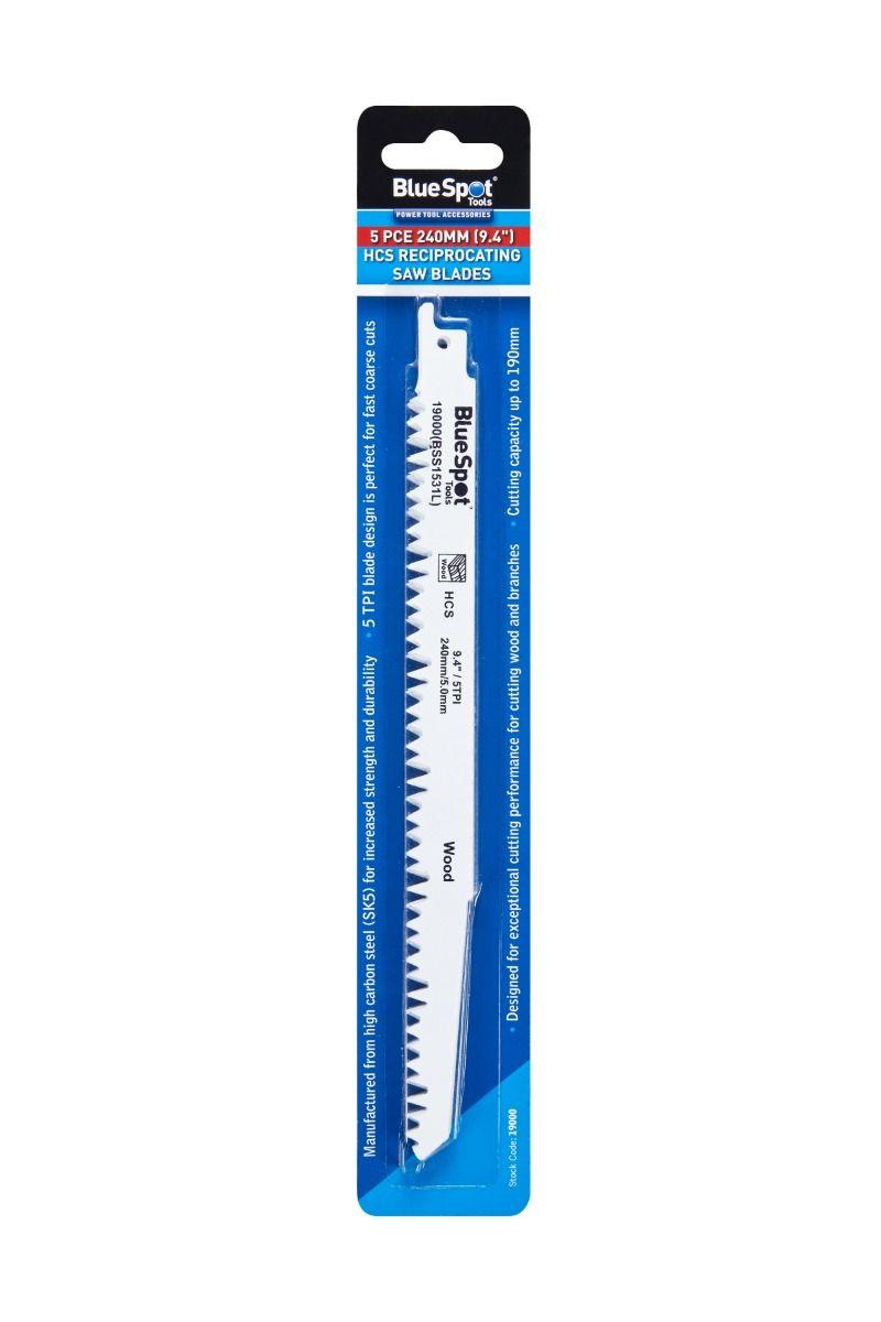 BLUE SPOT TOOLS 5 PCE 240MM (9.4") HCS RECIPROCATING SAW BLADES - Bargain LAB