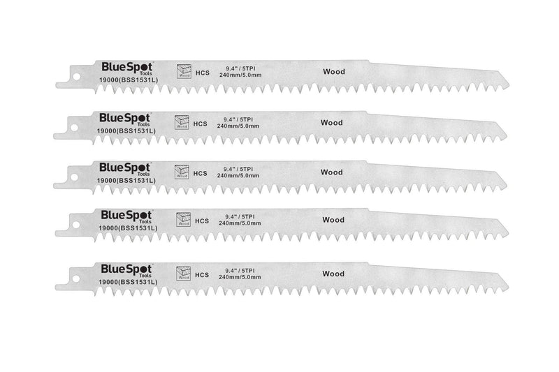 BLUE SPOT TOOLS 5 PCE 240MM (9.4") HCS RECIPROCATING SAW BLADES - Bargain LAB