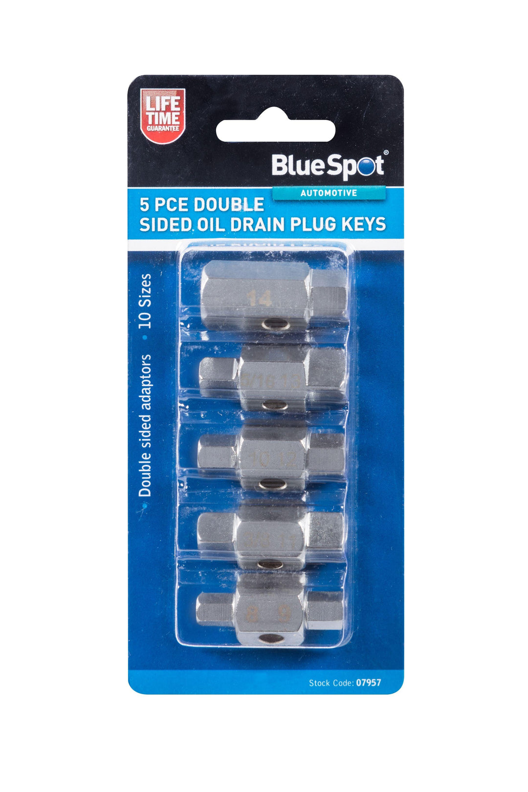 BLUE SPOT TOOLS 5 PCE DOUBLE SIDED OIL DRAIN PLUG KEYS - Premium Automotive from BLUE SPOT - Just £14.99! Shop now at Bargain LAB