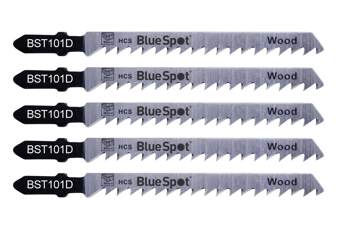 BLUE SPOT TOOLS 5 PCE HCS FAST CUT JIGSAW BLADES FOR WOOD (6 TPI) - Bargain LAB