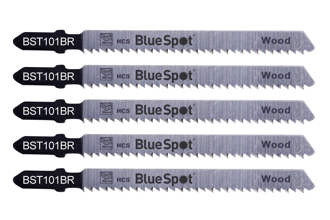 BLUE SPOT TOOLS 5 PCE HCS REVERSE PITCH JIGSAW BLADES FOR WOOD (10 TPI) - Bargain LAB