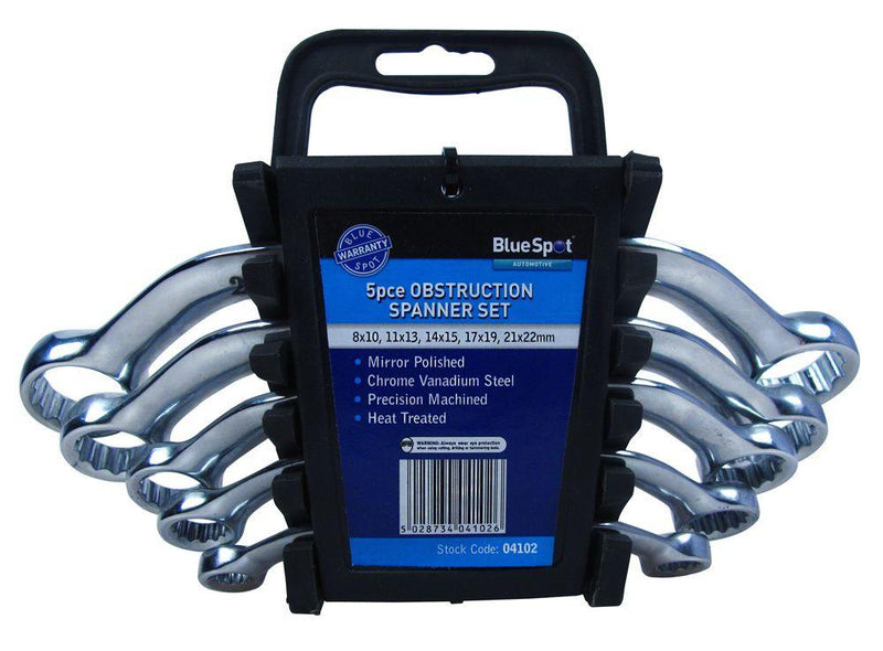 BLUE SPOT TOOLS 5 PCE METRIC OBSTRUCTION SPANNER SET (8-22MM) - Premium Automotive from BLUE SPOT - Just £12.99! Shop now at Bargain LAB