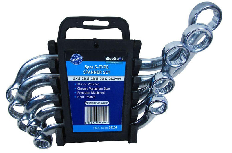 BLUE SPOT TOOLS 5 PCE METRIC S TYPE SPANNER SET (10-19MM) - Premium Automotive from BLUE SPOT - Just £12.99! Shop now at Bargain LAB