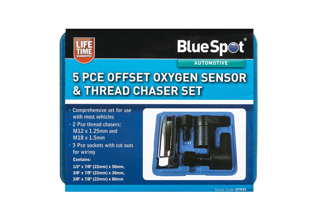 BLUE SPOT TOOLS 5 PCE OXYGEN SENSOR & THREAD CHASER SET - Premium Automotive from BLUE SPOT - Just £14.99! Shop now at Bargain LAB