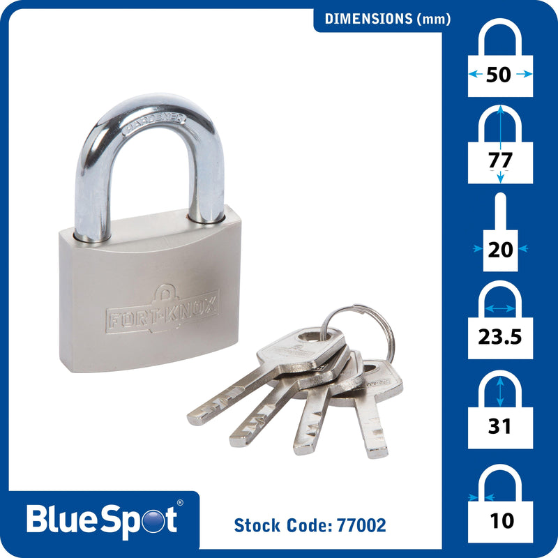 BLUE SPOT TOOLS 50MM SATIN FINISH PADLOCK - Premium Security from BLUE SPOT - Just £8.99! Shop now at Bargain LAB