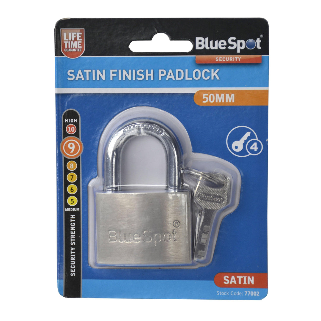 BLUE SPOT TOOLS 50MM SATIN FINISH PADLOCK - Premium Security from BLUE SPOT - Just £8.99! Shop now at Bargain LAB