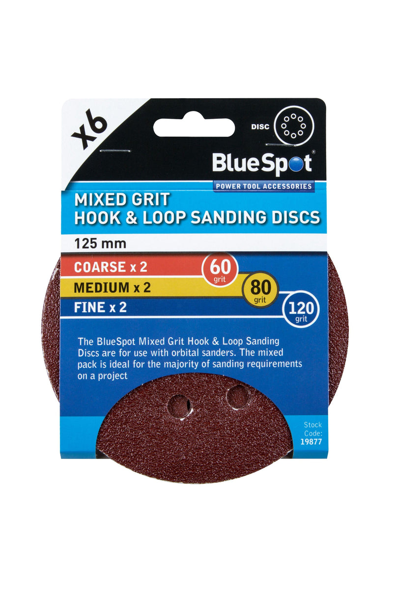 BLUE SPOT TOOLS 6 PACK 125MM MIXED GRIT SANDING DISC - Premium Abrasives from BLUE SPOT - Just £4.29! Shop now at Bargain LAB