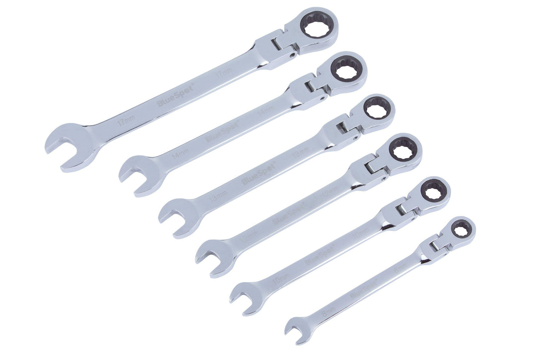 BLUE SPOT TOOLS 6 PCE FLEXIBLE RATCHET SPANNER SET (8-17MM) - Premium Automotive from BLUE SPOT - Just £33.95! Shop now at Bargain LAB