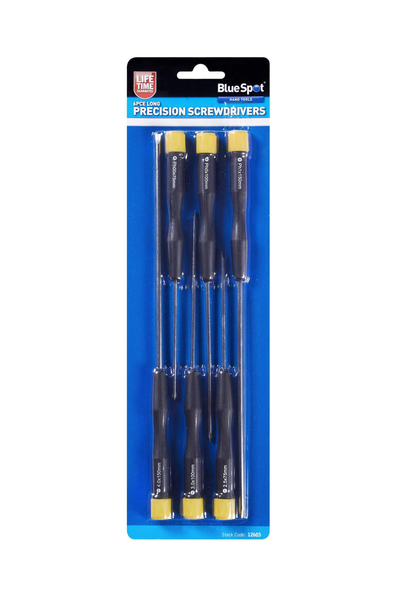 BLUE SPOT TOOLS 6 PCE LONG PRECISION SCREWDRIVER SET - Premium Hand Tools from BLUE SPOT - Just £5.99! Shop now at Bargain LAB