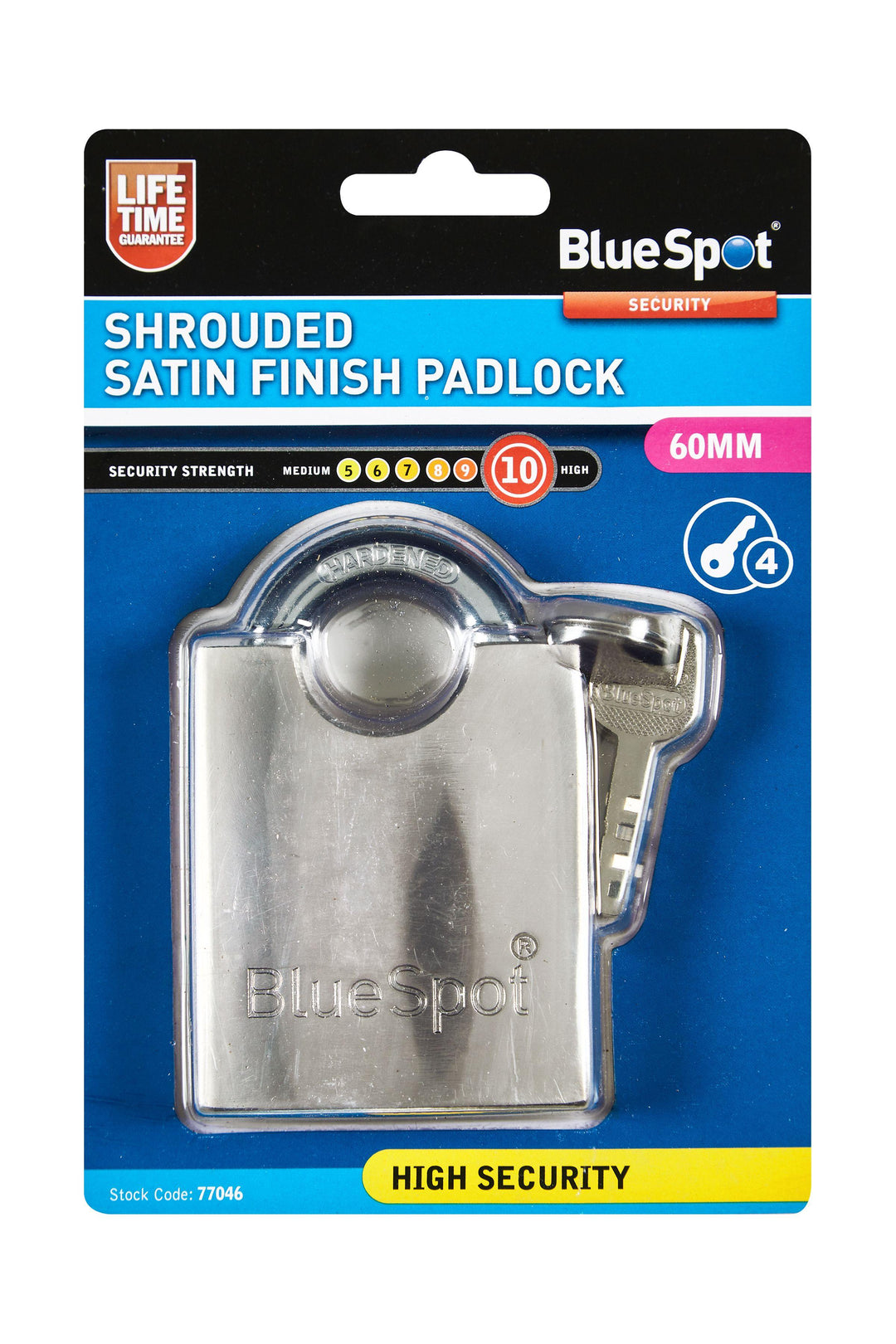 BLUE SPOT TOOLS 60MM SHROUDED SATIN FINISH PADLOCK - Premium Security from BLUE SPOT - Just £9.99! Shop now at Bargain LAB