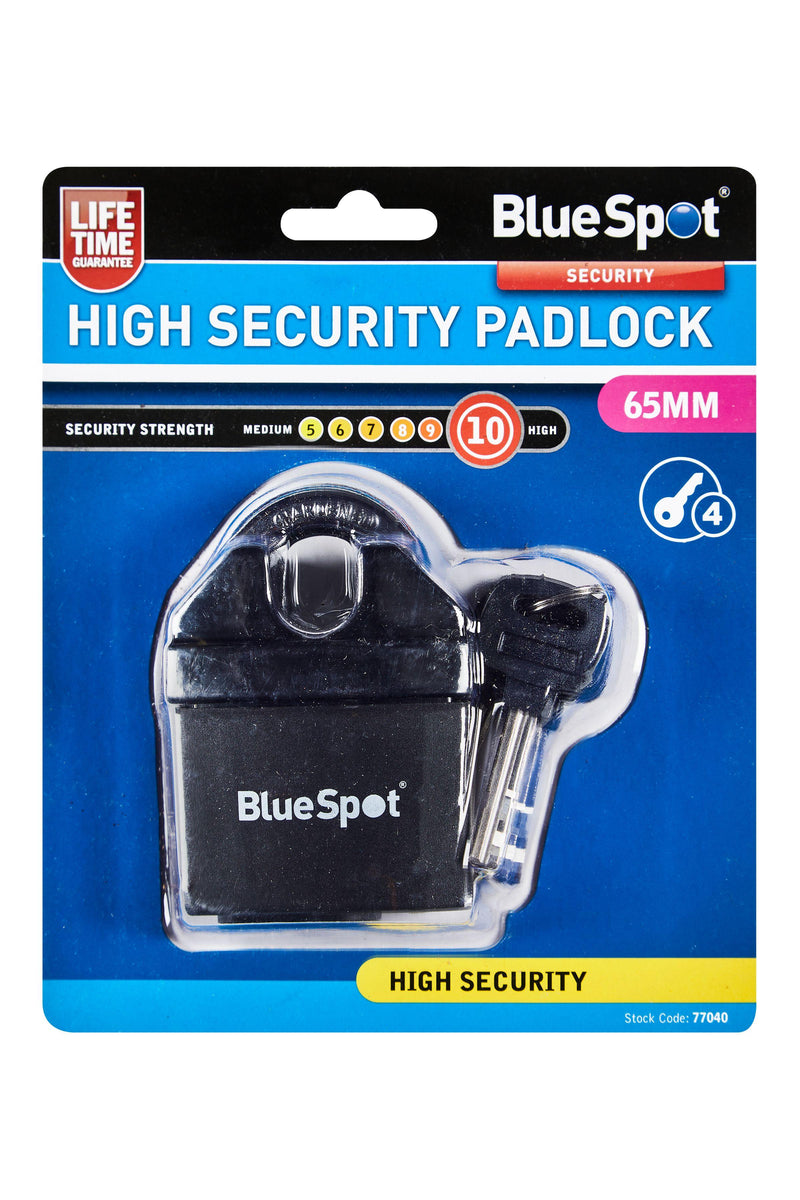 BLUE SPOT TOOLS 65MM HIGH SECURITY PADLOCK - Premium Security from BLUE SPOT - Just £12.99! Shop now at Bargain LAB