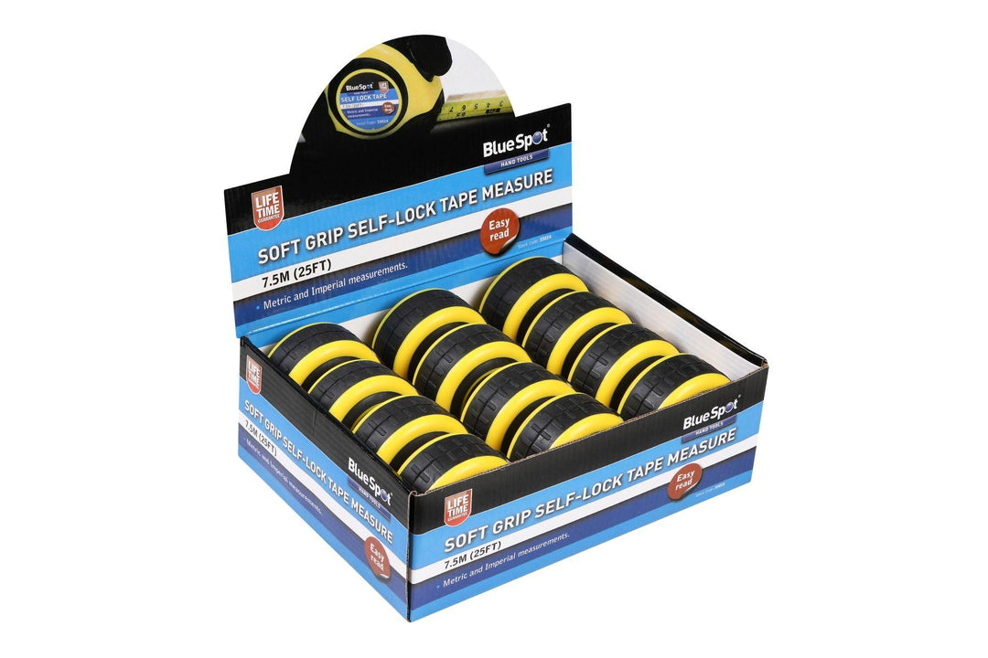 BLUE SPOT TOOLS 7.5M (25FT) SOFT GRIP SELF-LOCK TAPE MEASURE - Premium Hand Tools from BLUE SPOT - Just £7.99! Shop now at Bargain LAB