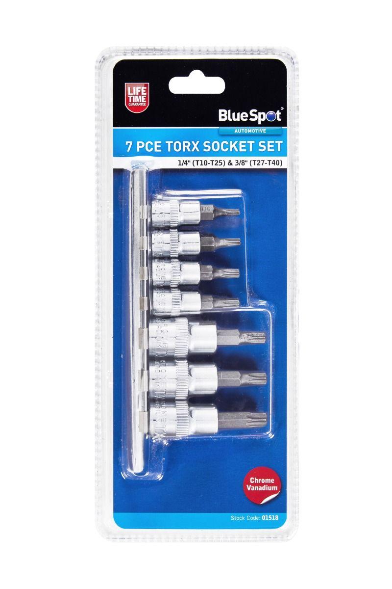 BLUE SPOT TOOLS 7 PCE 1/4" (T10-T25) & 3/8" TORX SOCKET SET (T27-T40) - Premium Automotive from BLUE SPOT - Just £10.99! Shop now at Bargain LAB