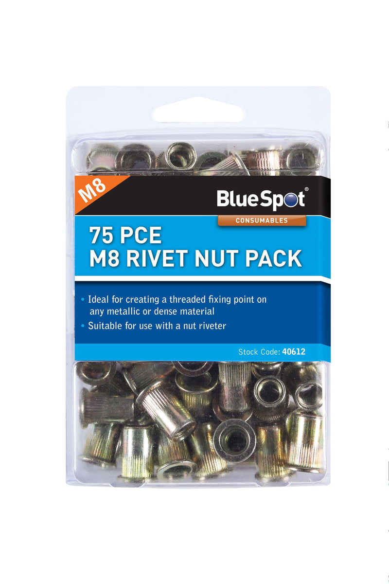 BLUE SPOT TOOLS 75 PCE M8 RIVET NUT PACK - Premium Engineering and Metalwork from BLUE SPOT - Just £7.99! Shop now at Bargain LAB