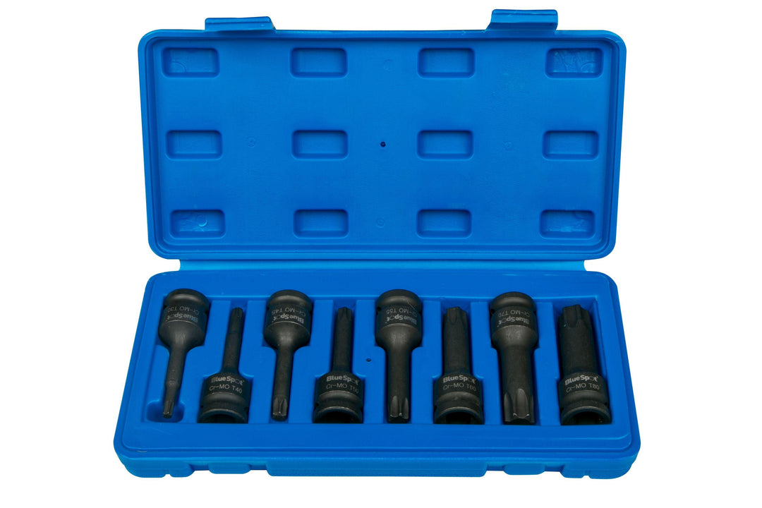 BLUE SPOT TOOLS 8 PCE 1/2" IMPACT TORX SOCKETS (T30-T80) - Premium Automotive from BLUE SPOT - Just £23.99! Shop now at Bargain LAB