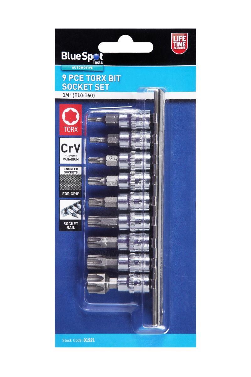 BLUE SPOT TOOLS 9 PCE 1/4" TORX BIT SOCKET SET (T10-T60) - Premium Automotive from BLUE SPOT - Just £13.99! Shop now at Bargain LAB