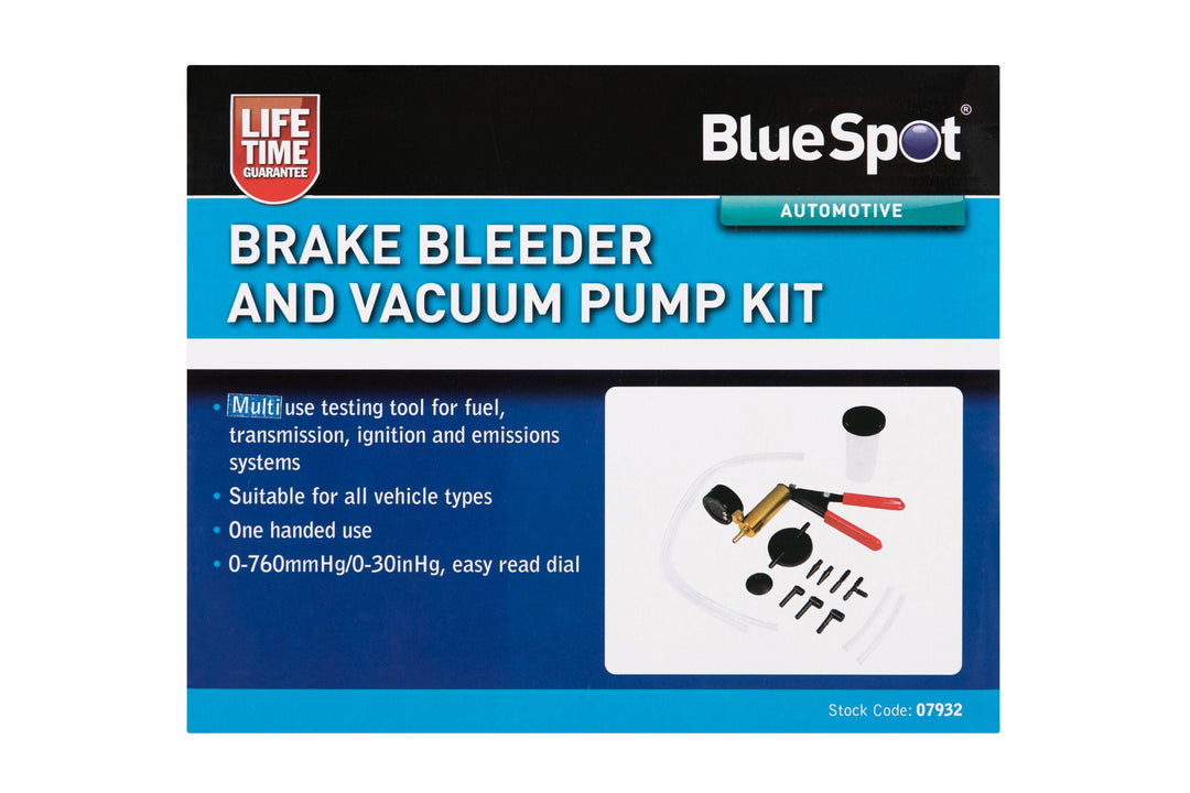 BLUE SPOT TOOLS BRAKE BLEEDER AND VACUUM PUMP KIT - Premium Automotive from BLUE SPOT - Just £32.99! Shop now at Bargain LAB