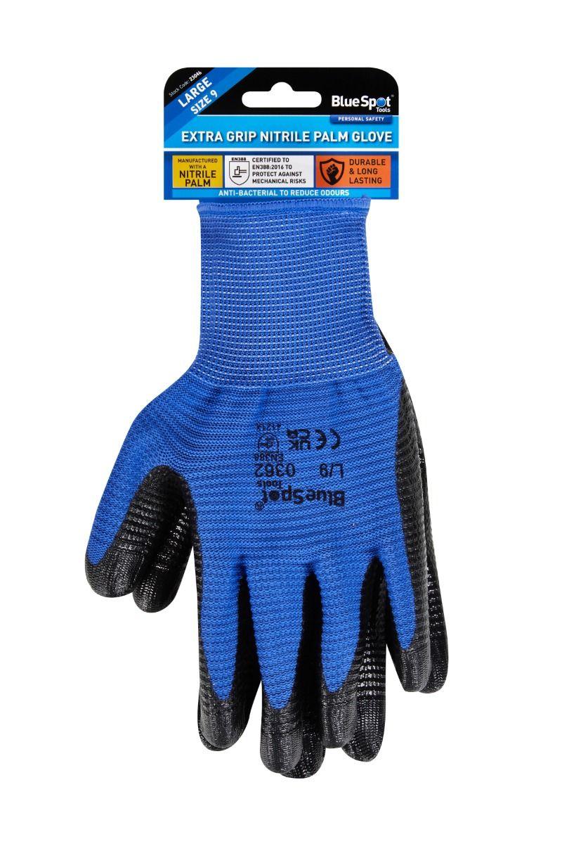 BLUE SPOT TOOLS LARGE EXTRA GRIP NITRILE PALM GLOVE - Premium Building Tools from BLUE SPOT - Just £4.19! Shop now at Bargain LAB