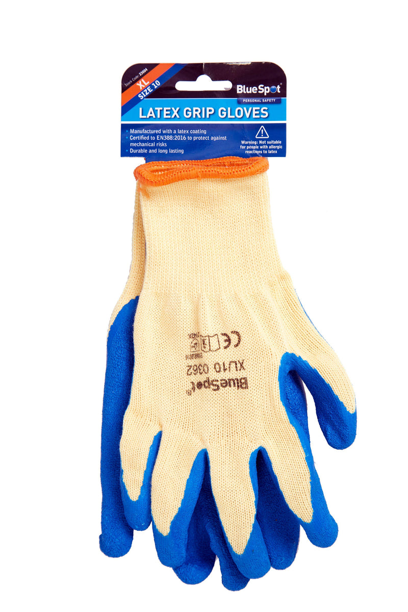 BLUE SPOT TOOLS LATEX GRIP GLOVES (XL) - Premium Building Tools from BLUE SPOT - Just £5.19! Shop now at Bargain LAB