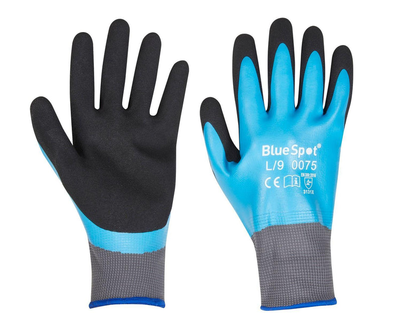 BLUE SPOT TOOLS LATEX WATER RESISTANT GLOVES (LARGE) - Premium Building Tools from BLUE SPOT - Just £6.49! Shop now at Bargain LAB