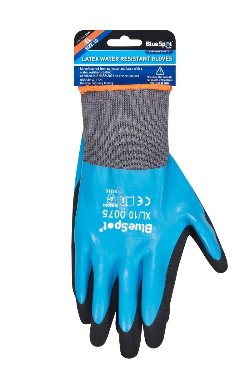 BLUE SPOT TOOLS LATEX WATER RESISTANT GLOVES (XL) - Premium Building Tools from BLUE SPOT - Just £6.49! Shop now at Bargain LAB