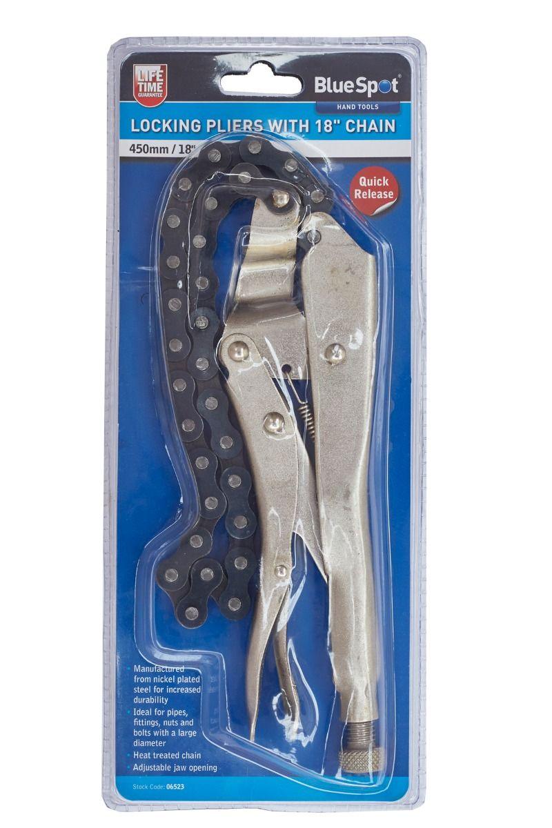 BLUE SPOT TOOLS LOCKING PLIERS WITH 18" CHAIN - Premium Hand Tools from BLUE SPOT - Just £13.49! Shop now at Bargain LAB