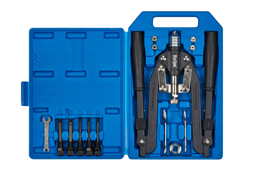 BLUE SPOT TOOLS LONG ARM RIVET (3.2-6.4) AND NUT RIVETER (M4-M10) SET - Premium Engineering and Metalwork from BLUE SPOT - Just £71.99! Shop now at Bargain LAB