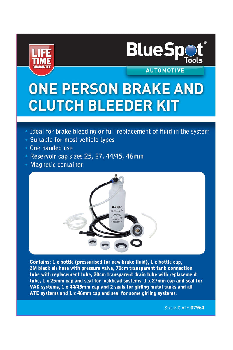 BLUE SPOT TOOLS ONE PERSON BRAKE AND CLUTCH BLEEDER KIT - Premium Automotive from BLUE SPOT - Just £14.99! Shop now at Bargain LAB