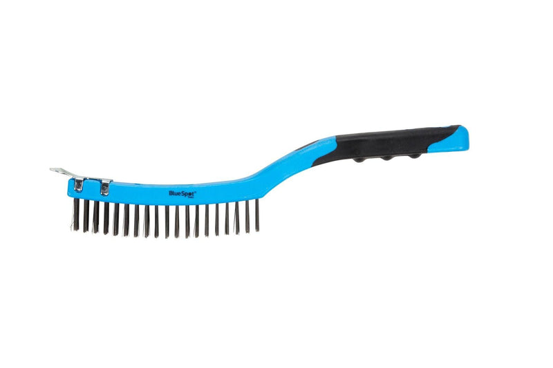 BLUE SPOT TOOLS SOFT GRIP LONG HANDLE WIRE BRUSH WITH SCRAPER - Premium Hand Tools from BLUE SPOT - Just £5.69! Shop now at Bargain LAB