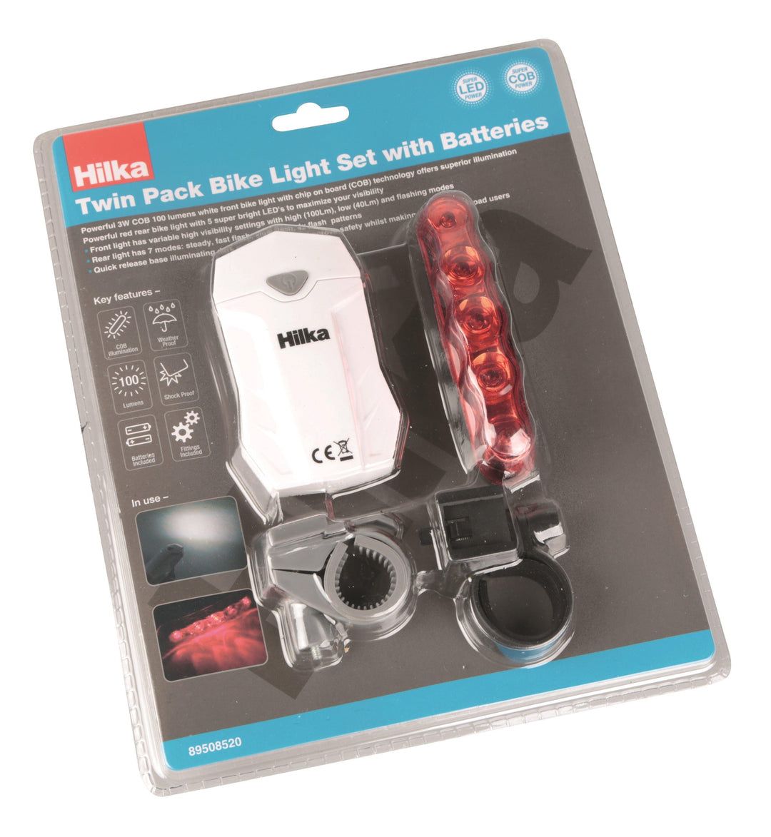 Twin Pack Bike Light Set with Batteries - Bargain LAB